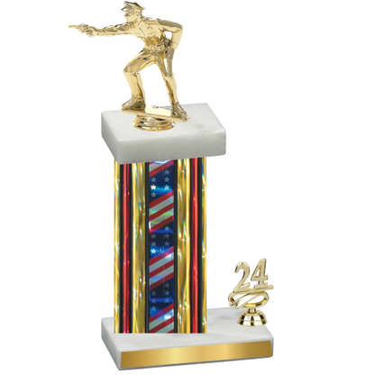 Accented Single Flag USA Year Shooter Trophy