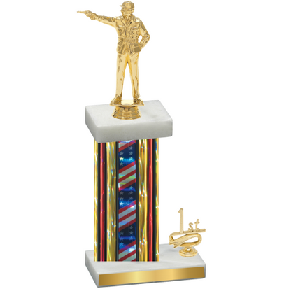 Accented Single Flag USA First Place Shooter Trophy