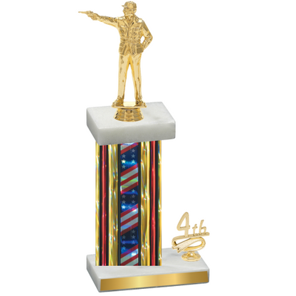 Accented Single Flag USA Fourth Place Shooter Trophy