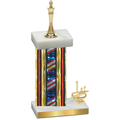 Accented Single Flag USA First Place Chess Trophy