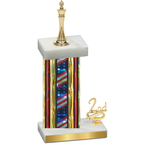 Accented Single Flag USA Second Place Chess Trophy