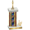 Accented Single Flag USA Third Place Chess Trophy