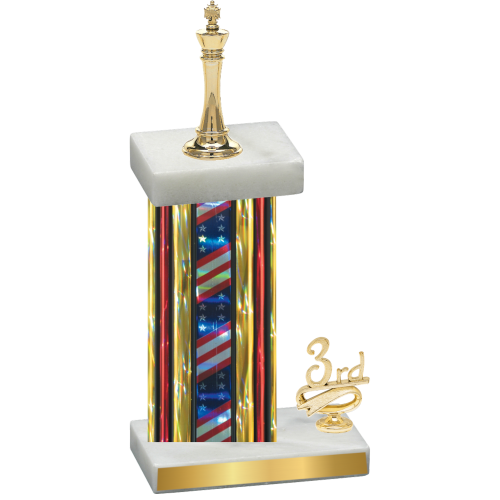 Accented Single Flag USA Third Place Chess Trophy