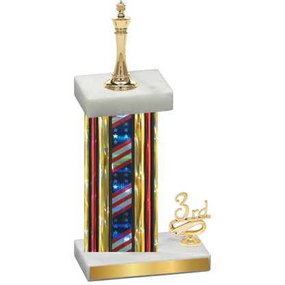 Accented Single Flag USA Third Place Chess Trophy