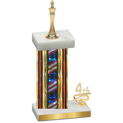 Accented Single Flag USA Fourth Place Chess Trophy