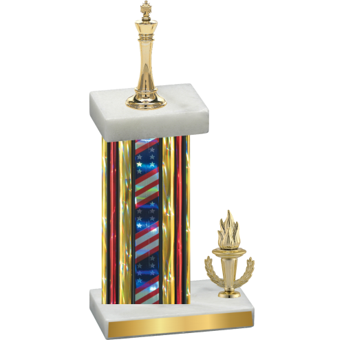 Accented Single Flag USA Victory Chess Trophy