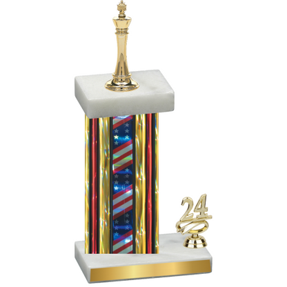 Accented Single Flag USA Year Chess Trophy