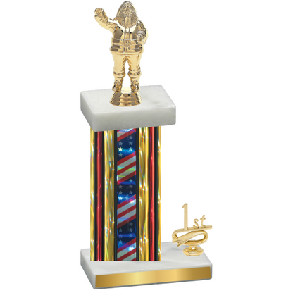 Accented Single Flag USA First Place Holiday Trophy