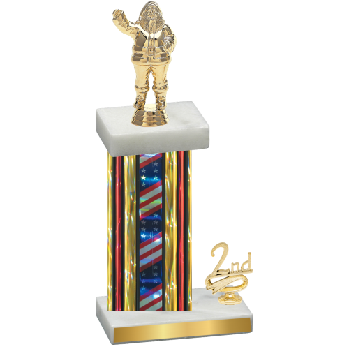 Accented Single Flag USA Second Place Holiday Trophy