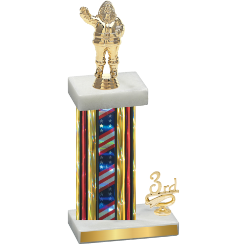 Accented Single Flag USA Third Place Holiday Trophy