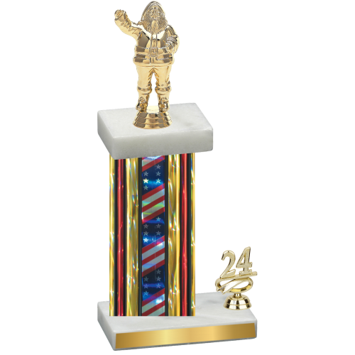 Accented Single Flag USA Year Holiday Trophy