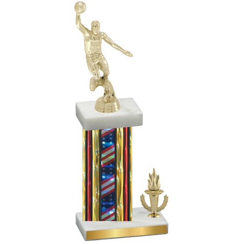 Accented Single Flag USA Victory Basketball Trophy