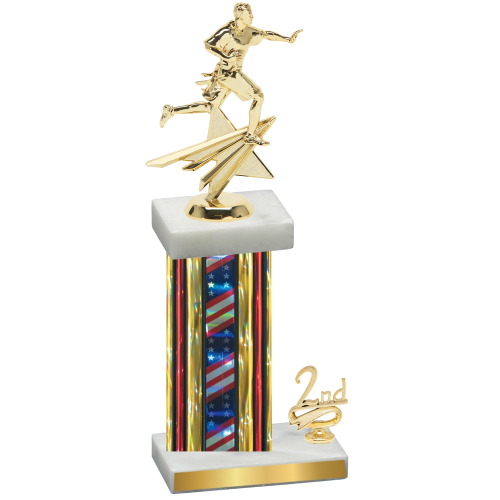 Accented Single Flag USA Second Place Flag Football Trophy