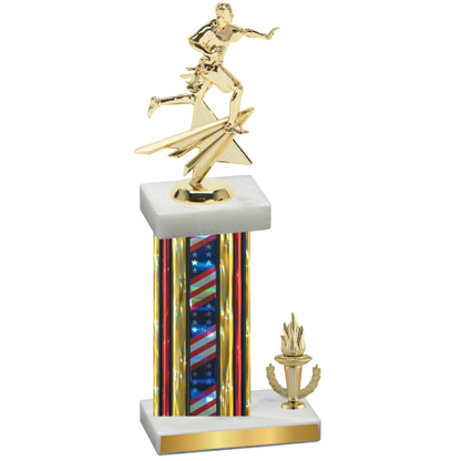 Accented Single Flag USA Victory Flag Football Trophy
