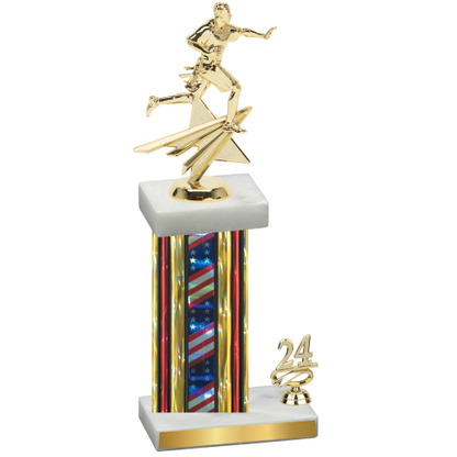 Accented Single Flag USA Year Flag Football Trophy