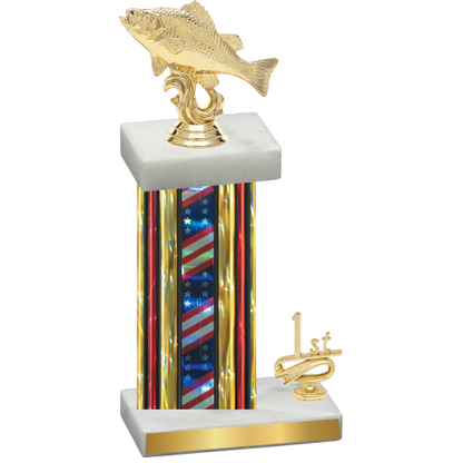 Accented Single Flag USA First Place Fishing Trophy