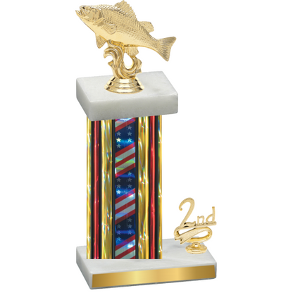 Accented Single Flag USA Second Place Fishing Trophy