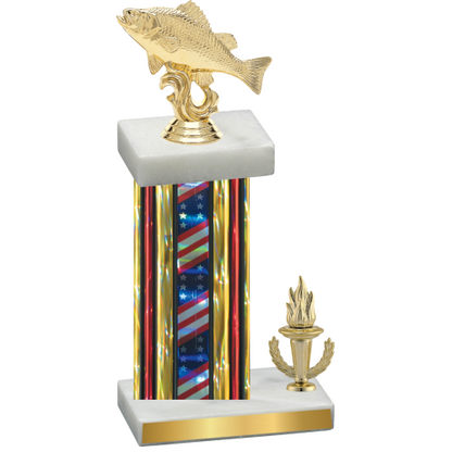 Accented Single Flag USA Victory Fishing Trophy