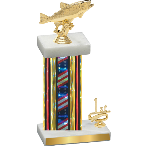 Accented Single Flag USA First Place Fishing Trophy