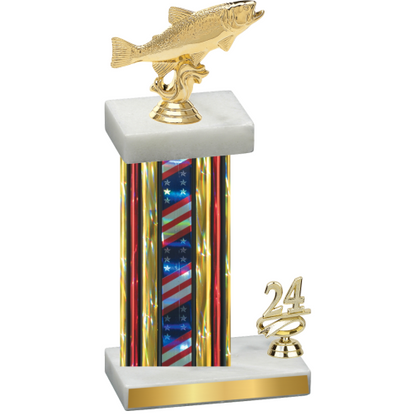 Accented Single Flag USA Year Fishing Trophy