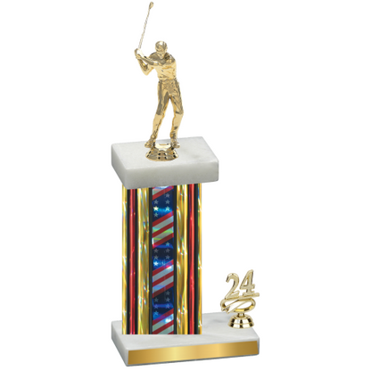 Accented Single Flag USA Year Golf Trophy