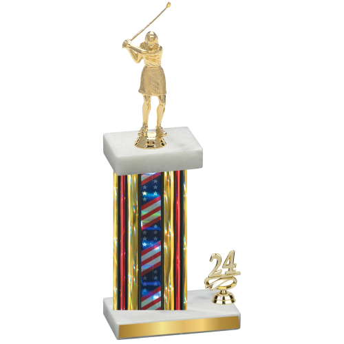 Accented Single Flag USA Year Golf Trophy