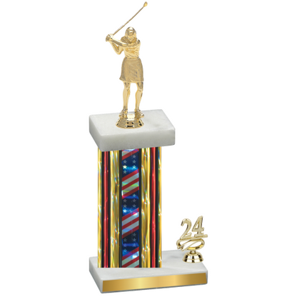 Accented Single Flag USA Year Golf Trophy