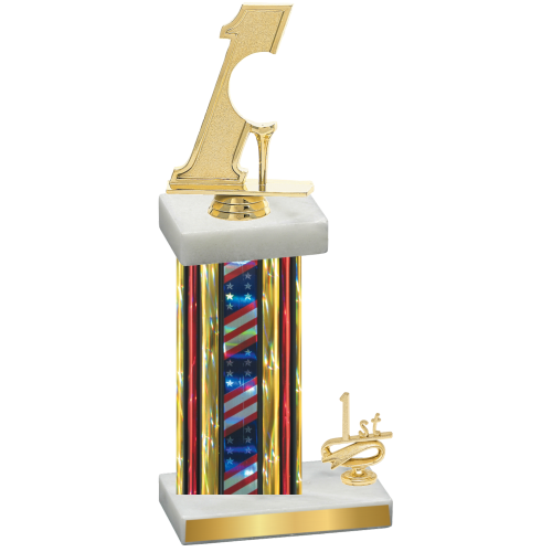 Accented Single Flag USA First Place Golf Trophy