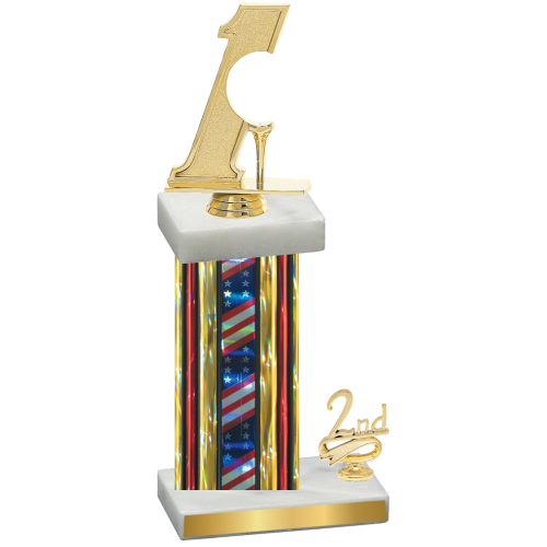 Accented Single Flag USA Second Place Golf Trophy