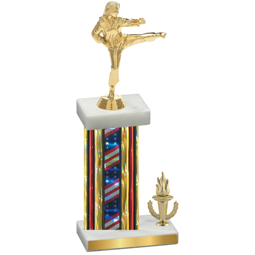 Accented Single Flag USA Victory Karate Trophy