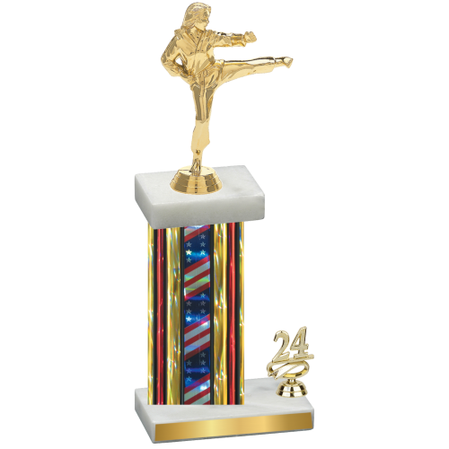 Accented Single Flag USA Year Karate Trophy