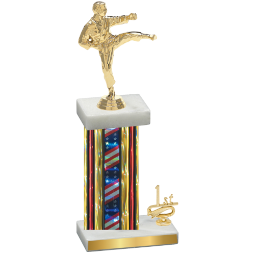 Accented Single Flag USA First Place Karate Trophy