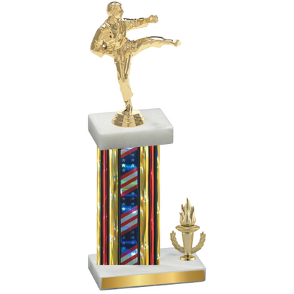 Accented Single Flag USA Victory Karate Trophy