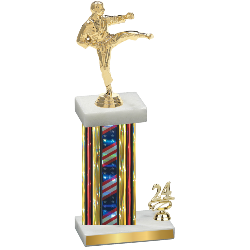 Accented Single Flag USA Year Karate Trophy