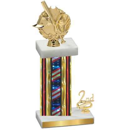 Accented Single Flag USA Second Place Baseball Trophy