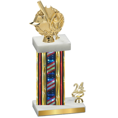 Accented Single Flag USA Year Baseball Trophy