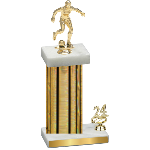 Accented Single Gold Glacier Year Soccer Trophy