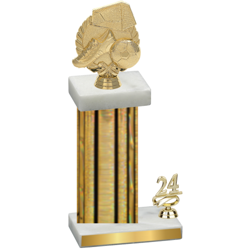 Accented Single Gold Glacier Year Soccer Trophy