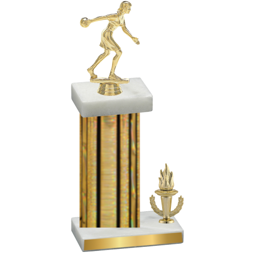 Accented Single Gold Glacier Victory Bowling Trophy