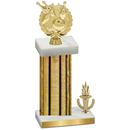 Accented Single Gold Glacier Victory Bowling Trophy