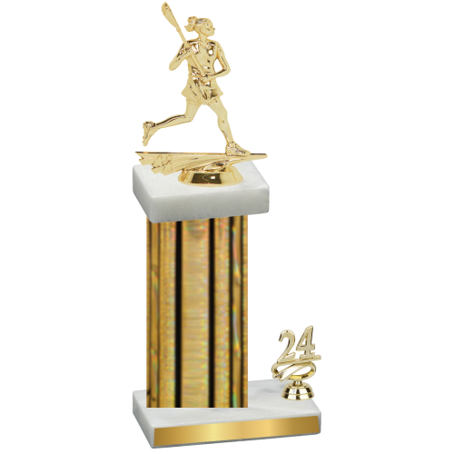 Accented Single Gold Glacier Year Lacrosse Trophy