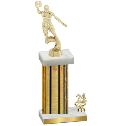 Accented Single Gold Glacier Year Basketball Trophy