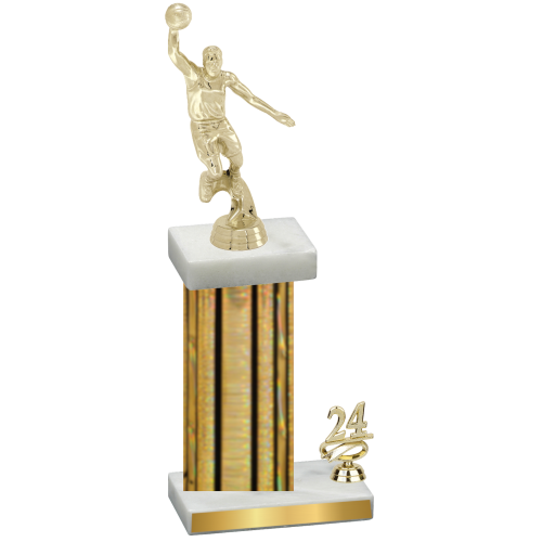 Accented Single Gold Glacier Year Basketball Trophy