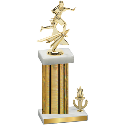 Accented Single Gold Glacier Victory Flag Football Trophy