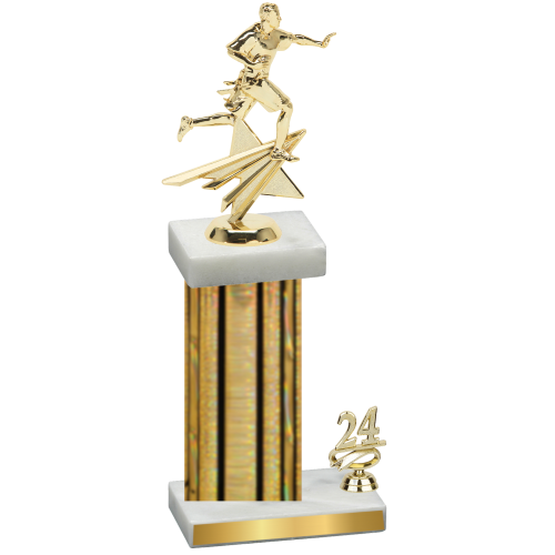 Accented Single Gold Glacier Year Flag Football Trophy