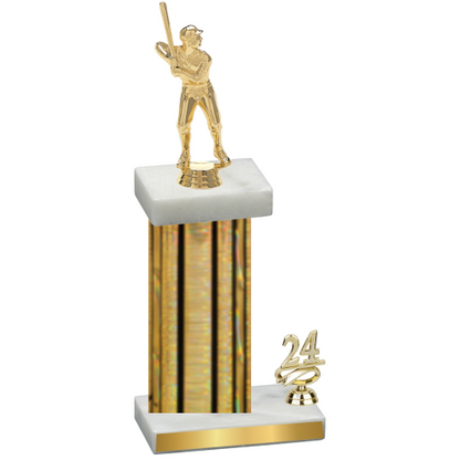 Accented Single Gold Glacier Year Baseball Trophy