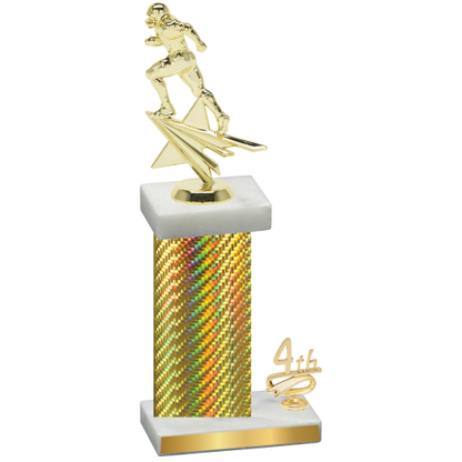 Accented Single Gold Carbon Fiber Fourth Place Football Trophy