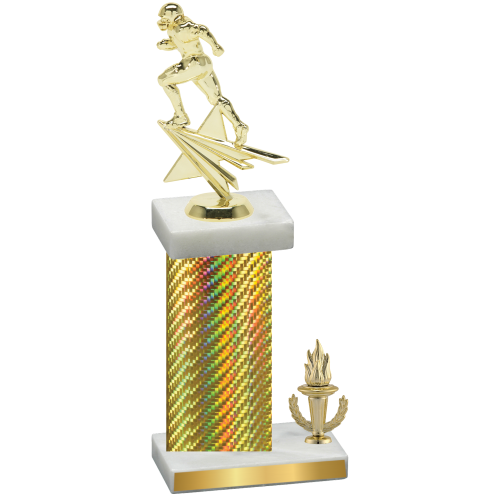 Accented Single Gold Carbon Fiber Victory Football Trophy