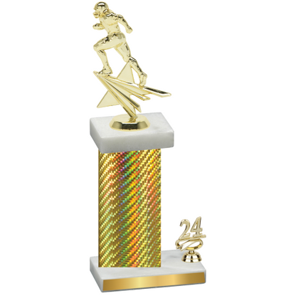 Accented Single Gold Carbon Fiber Year Football Trophy