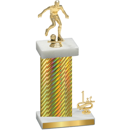 Accented Single Gold Carbon Fiber First Place Soccer Trophy